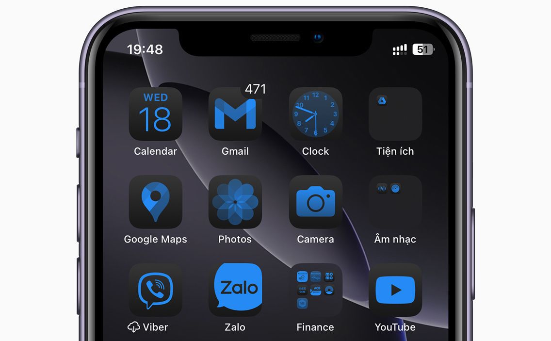 Biểu tượng Dark Mode trên iOS 18.3