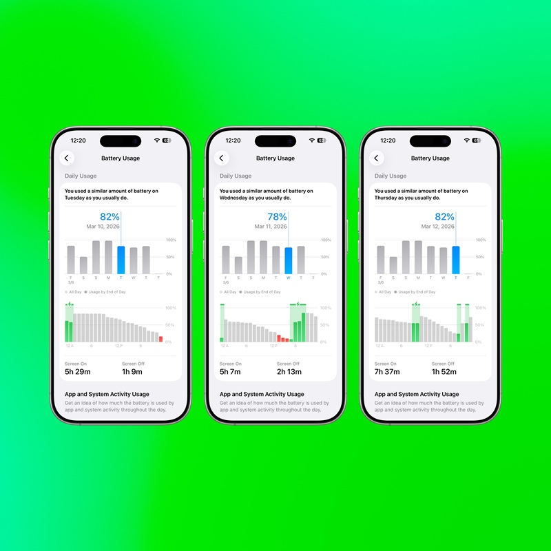 Thời lượng pin iOS 26.4
