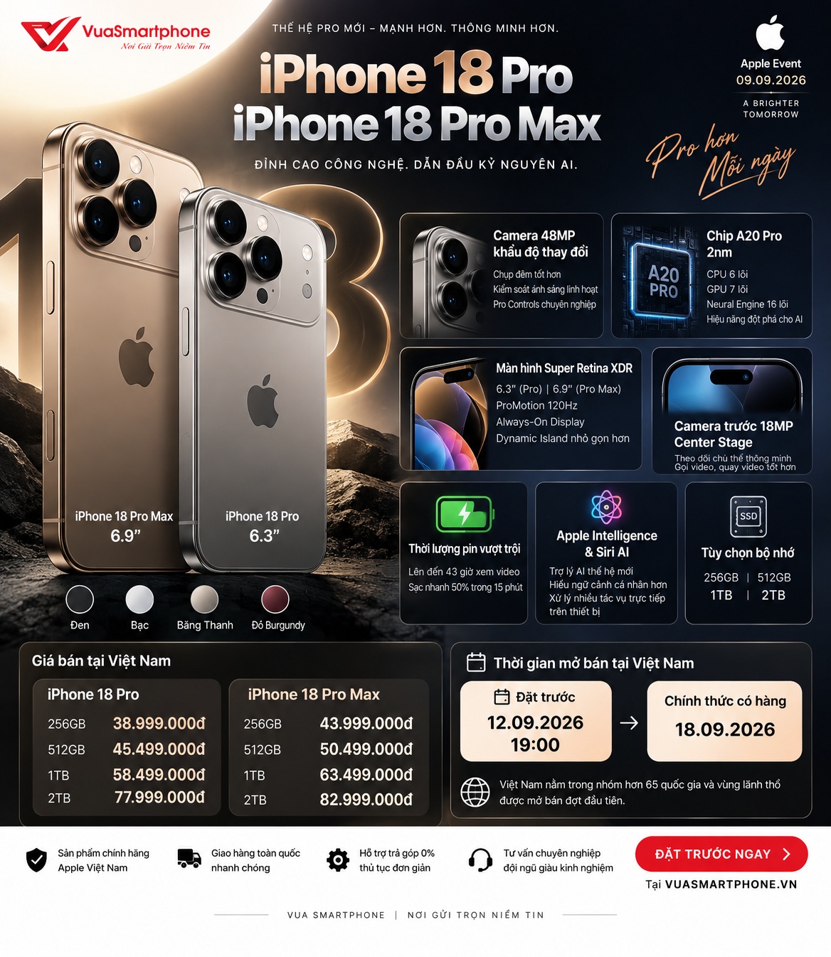 iPhone 18 Pro ra mắt với thiết kế quen thuộc nhưng được n&acirc;ng cấp mạnh